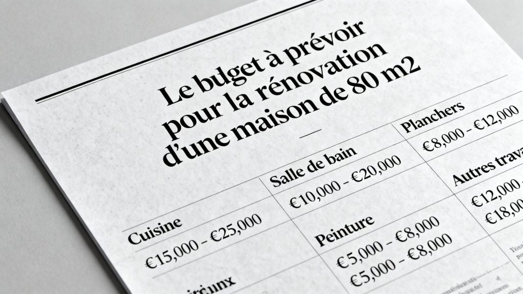 Le budget à prévoir pour la rénovation d'une maison de 80 m2 avec texte