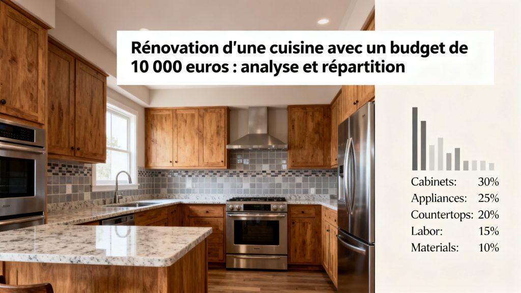 Rénovation d'une cuisine avec un budget de 10 000 euros : analyse et répartition avec texte