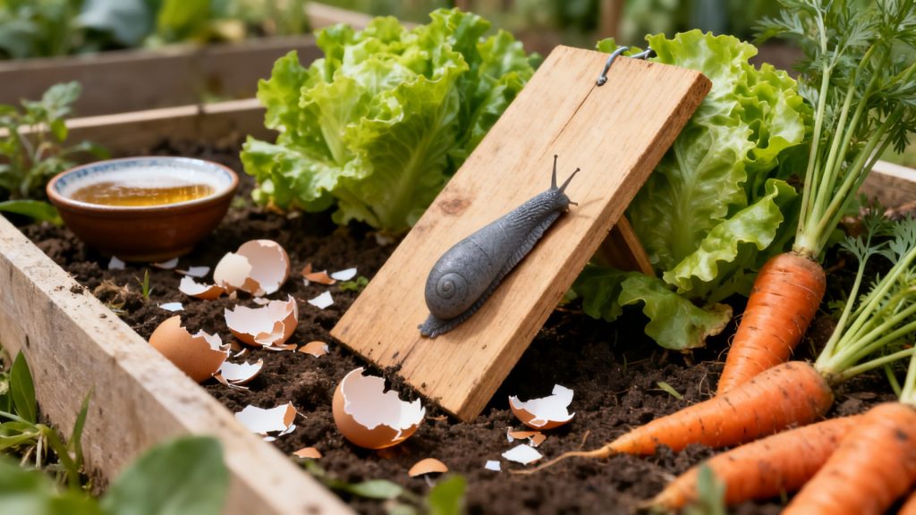 Solutions et remèdes naturels de grand-mère pour protéger le potager des limaces.