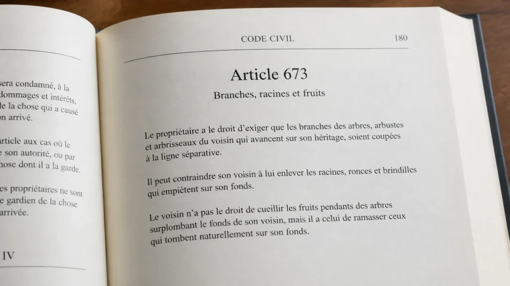 Article 673 du Code civil : branches, racines et fruits avec texte