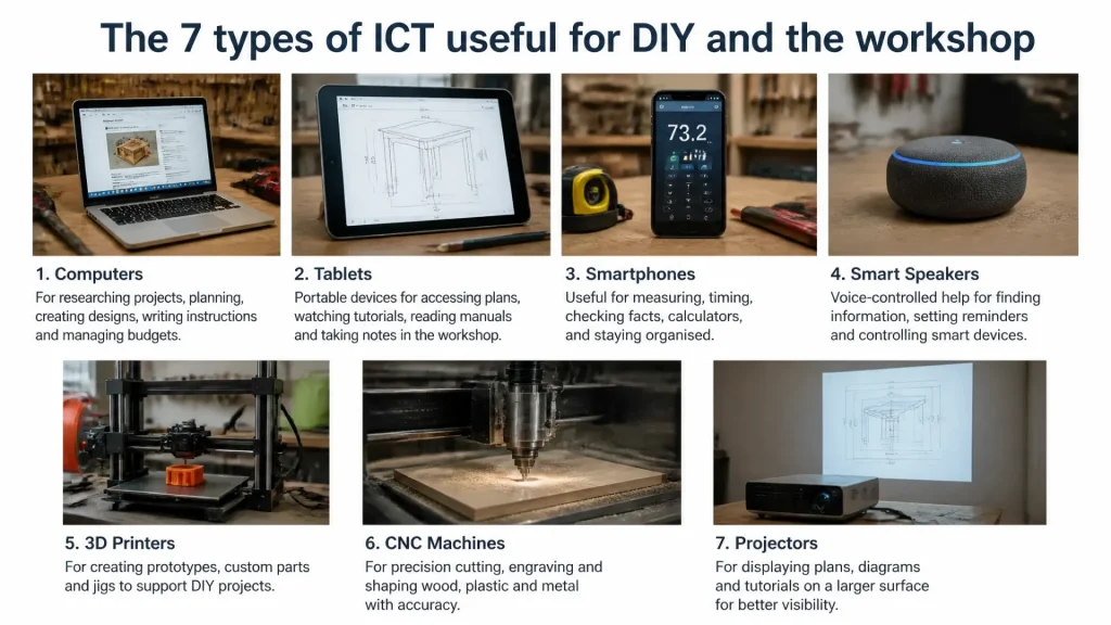 Les 7 types de TIC utiles pour le bricolage et l'atelier avec texte